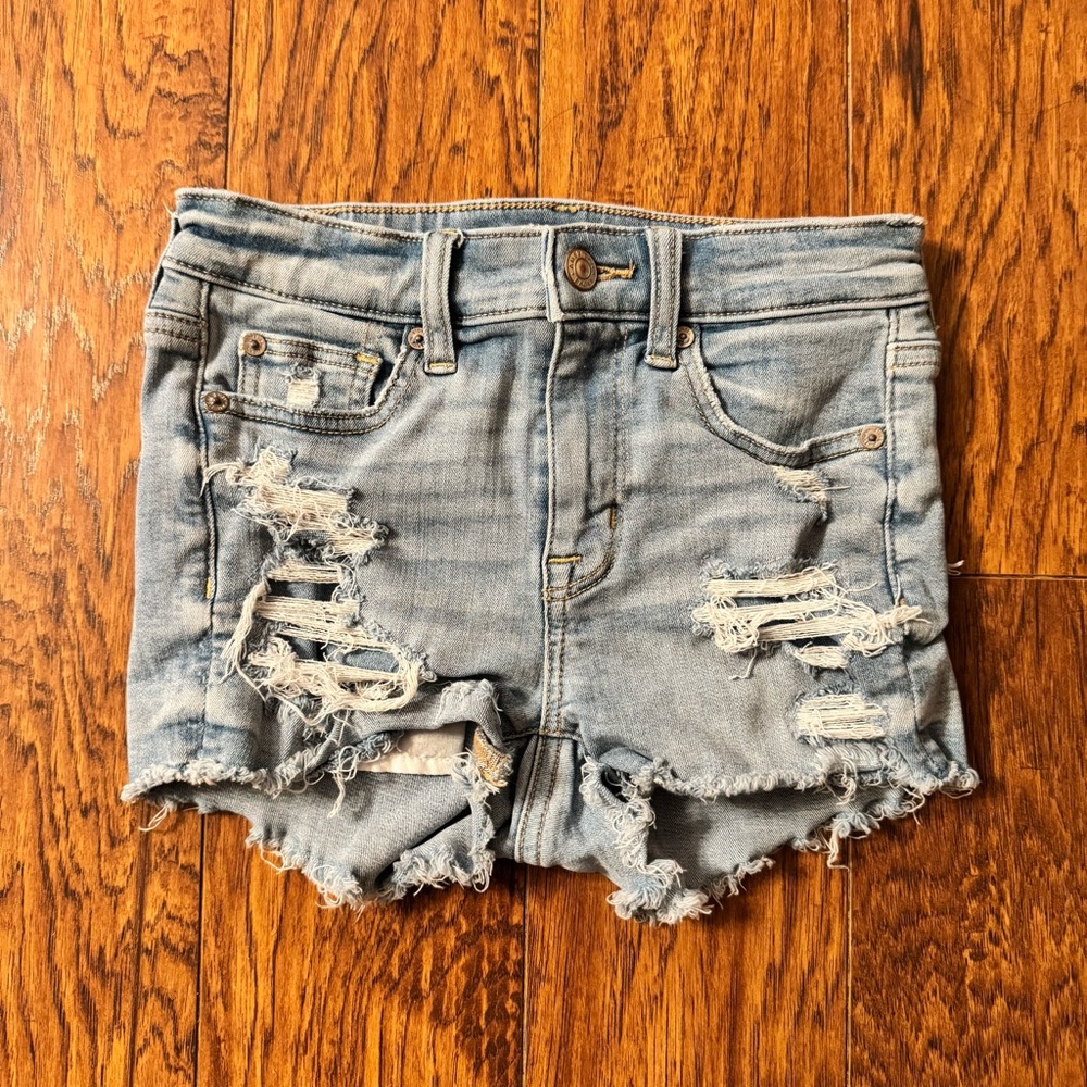 Women’s American Eagle Hi Rise Shortie Distressed Shorts Size 00